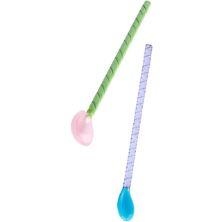 Twist skeer af glas, 2 stk, turkis/lys pink