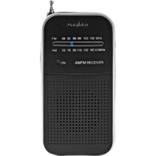 Nedis FM/AM-radio Bærbar Analog 1.5W Hovedtelefonudgang Sort/Alu