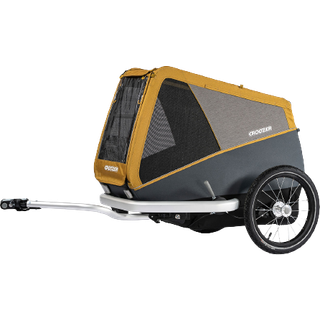 Croozer Dog Peppa Yellow 75x40cm Cykeltrailer til Mellemstore Hunde med Trækarm, Sikkerhedsflag og Batteridrevet Baglygte