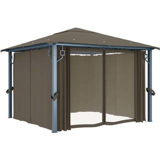 havepavillon med gardin 300x300 cm aluminium antracitgrå