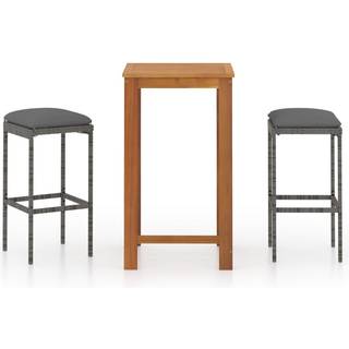 Barsæt Til Haven 3 Dele Med Hynder Polyrattan Brun - 2 / 60.5 cm bordlængde