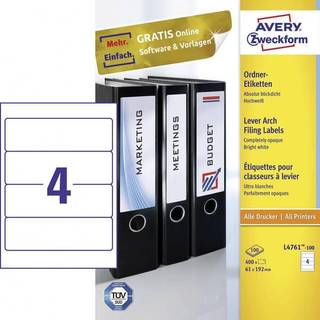 Avery L4761-100 Etiketter til brede ringbind ultragrip 61x192mm 100ark
