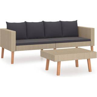 Loungesæt Til Haven 6 Dele Med Hynder Polyrattan - Sort / 2-sædet bord