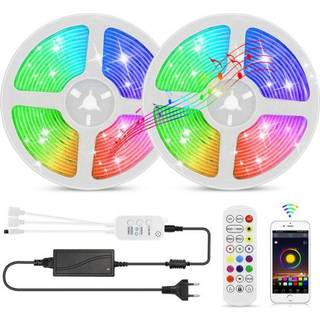 LED Strip lyskæde 10 m. m/Bluetooth, Fjernbetjening og Musiksensor