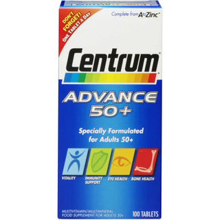 Centrum Advance 50 Plus multivitamintabletter, pakke med 100 stk