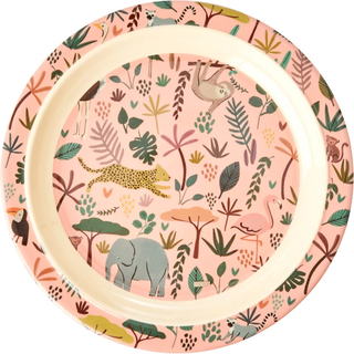 RICE Rice børnetallerken Jungle animals Coral/Multi