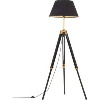 gulvlampe med trefod 141 cm massivt teaktræ honningbrun og grå