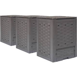 kompostbeholdere 3 stk. 60 x 60 x 83 cm 900 l brun