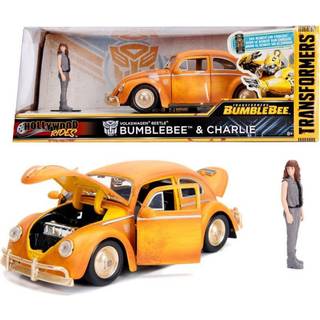 Jada Toys 253115000 Transformers Bumblebee VW Beetle Leget?jsbil fra Diecast ?bningsd?re Boot & Bonnet Charlie Figur 1:24 Skala gul orange