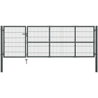 havelåge med stolper 350 x 100 cm stål grøn