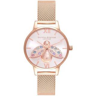 Olivia Burton Rainbow Bee Rose Gold Mesh Watch