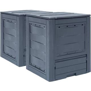 kompostbeholdere til haven 2 stk. 60 x 60 x 73 cm 520 l grå