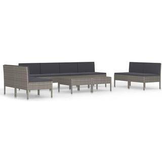 loungesæt til haven 10 dele med hynder polyrattan sort