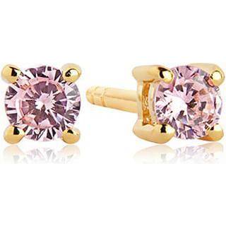 Sif Jakobs Princess round ørestikker i forgyldt med pink cubic zirkonia Ø 3 mm