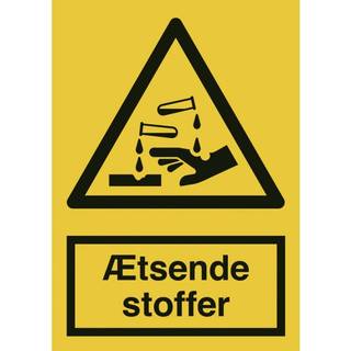 Advarselsskilt - Ætsende stoffer - Plast - 297 x 210 mm (A4)