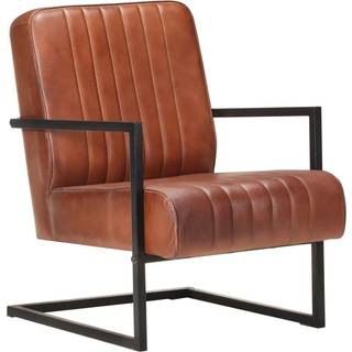 lænestol med cantilever ægte læder rustik grå