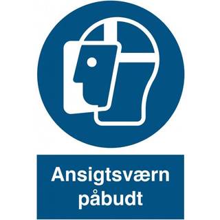Ansigtsværn påbudt - Selvklæbende vinyl - 210 x 148 mm