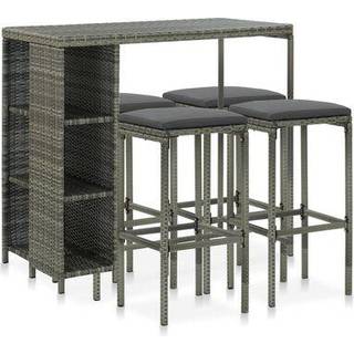 Barsæt Til Haven 5 Dele Med Hynder Polyrattan - Grå