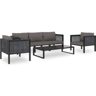 Haveloungesæt 6 Dele Med Hynde Polyrattan Antracitgrå