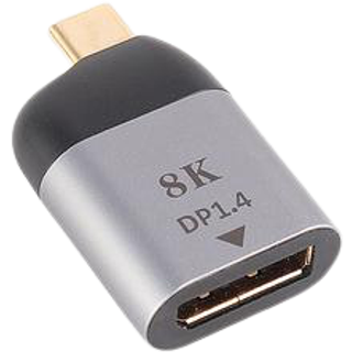 NÖRDIC USB C til DisplayPort adapter 8K i 60Hz 32,4Gbps 3D-understøttelse og HDCP 1.4 og 2.2 Aluminium Space Grey