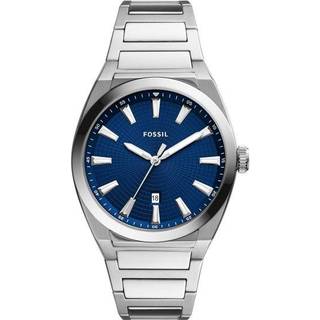 FOSSIL Everett armbåndsur i stål med lænke, blå skive
