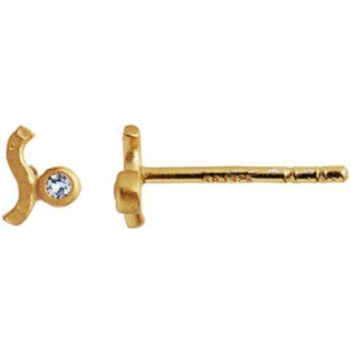 Petit Wave Earring Gold with Stone - Light Blue - Stine A - Guld One Size