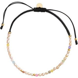 Stine A Confetti Pearl Bracelet with Beige and pastel Mix with Black Ribbon