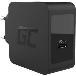 GREEN CELL 18W PD3.0 USB-C-strømforsyning. Lynhurtig opladning. Sort.