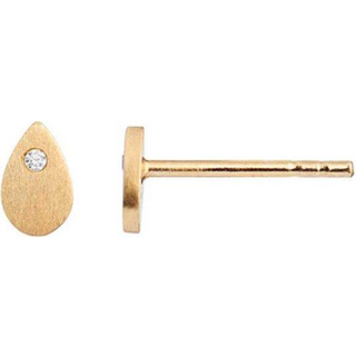 Petit sparkling teardrop w/zircon earring golden, Dråbeformet ørerstik med hvid zircon sten forgyldt