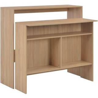 barbord med 2 bordplader 130x40x120 cm egetræsfarvet