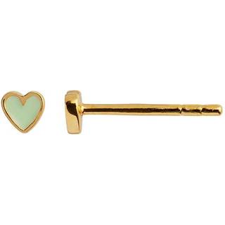 Stine A ørestik - 1181 Petit Love Heart mint green enamel guldbelagt
