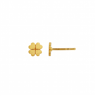 Clover earstick piece golden, kløver ørestik i forgyldt