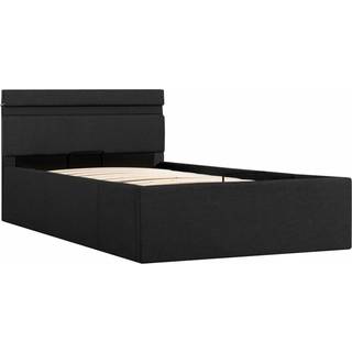 Hydraulisk Opbevaringsseng Med Led Stof - Gråbrun / 100 x 200 cm