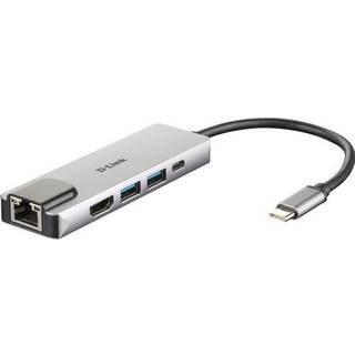 D-Link DUB-M520 USB-C PD Hub - 4K/30Hz - 5i1 - Sølv