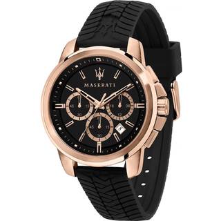 Maserati R8871621012 Successo Rose Plated Black Strap Watch - W81148