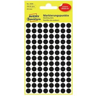 Avery 3009 etiket Ø8mm sort