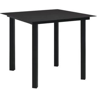 havebord 80x80x74 cm stål og glas sort