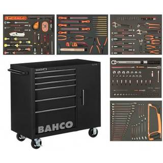 Bahco 1475KXL6CBK-FF6 Værktøjsvogn med 6 skuffer og sideskab - 187 dele
