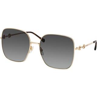 Gucci Kvinde GG0879S 001 Solbriller Metal Guld Grå Firkantet Normal Skygge