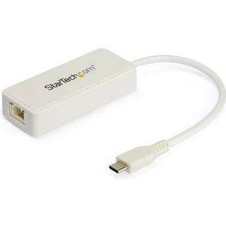 StarTech.com USB 3.1 USB-C Ethernet Adapter with Extra USB Port - White - network adapter