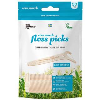 Humble Natural floss picks-grip handle mint
