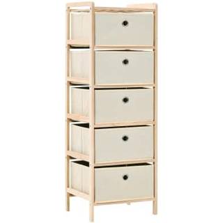 opbevaringsstativ med 5 stofkurve cedertræ beige