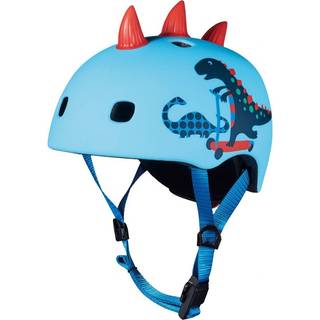 Micro PC Scootersaurus 3D Hjelm S - (48-52 cm) - justerbar cykelhjelm, blå med LED-lys