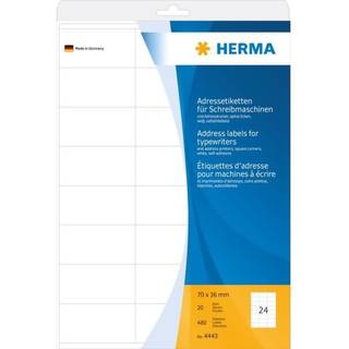 HERMA adresse etiket t/skrivemaskine 70 x 36 mm, 480 stk.