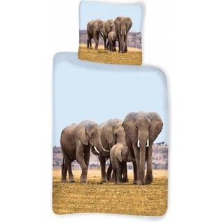 Sengetøj 140x200 cm - Elefant familie - Sengesæt i 100% bomuld