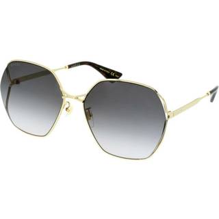 Gucci Kvinde GG0818SA 001 Solbriller Metal Guld Grå Geometrisk Normal Skygge