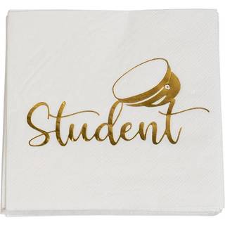 Kaffeservietter Student 16 stk. - Guldmetallic