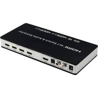 4x1 HDMI Switch og lyddeler UHD 4K 3D HDMI 2.0 ARC Toslink + RCA