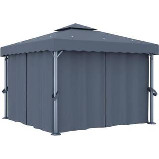 Pavillon Med Gardin 3X3 M Aluminium Gråbrun