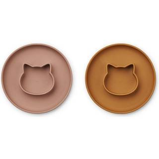 Liewood Cat Apple Red/tuscany Rose Mix Tallerken Gordon Silikone (2-pak)